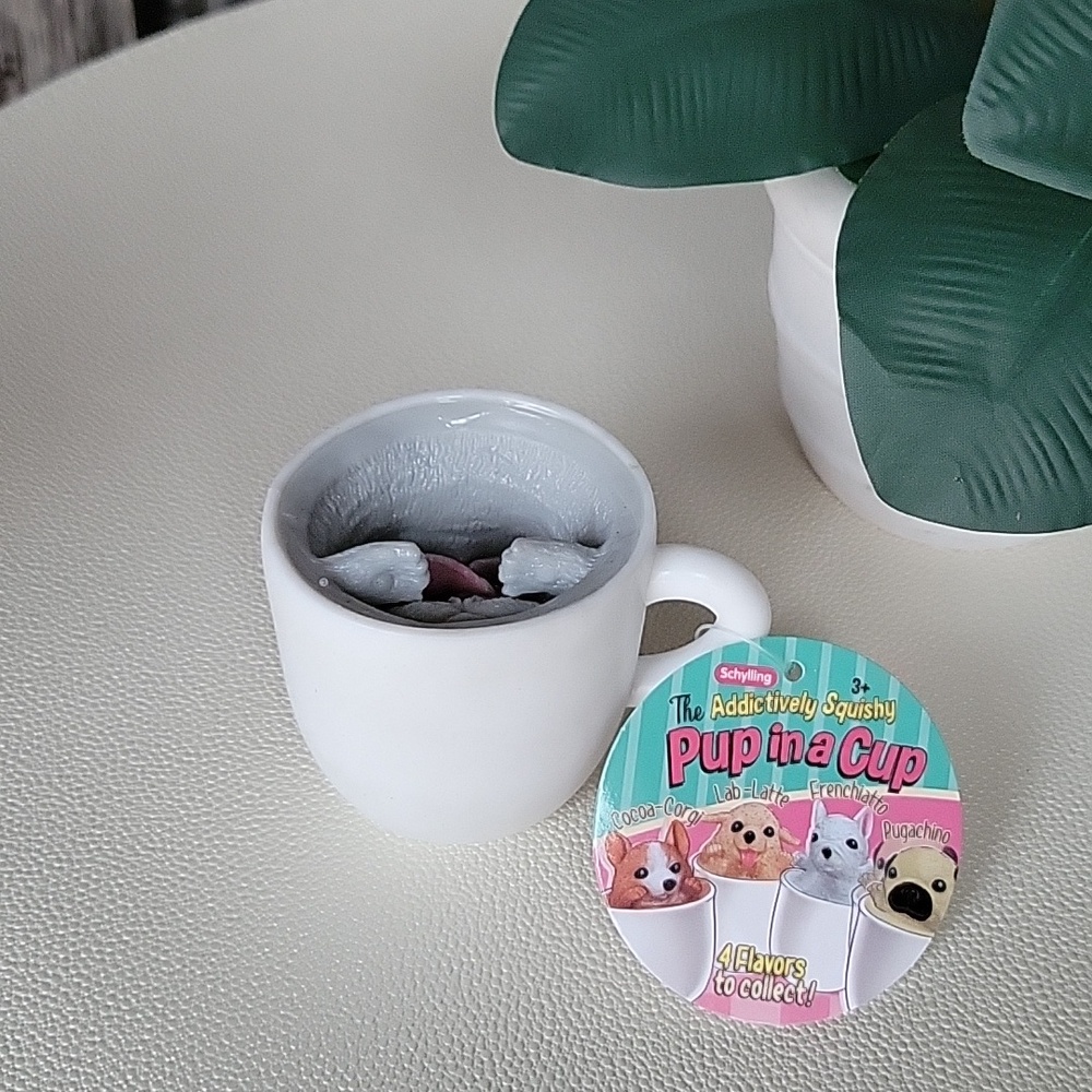 Schylling Pup in a Cup Squishy Toy - White Mug - Picture 3 of 4